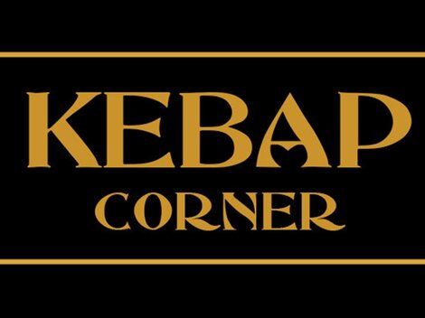 A black sign with golden lettering. It says "KEBAP CORNER".