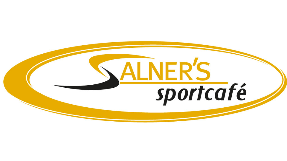 A logo of "Salner's Sportcafé" in yellow and black colors. The design features curved lines and emphasizes the sporty character.